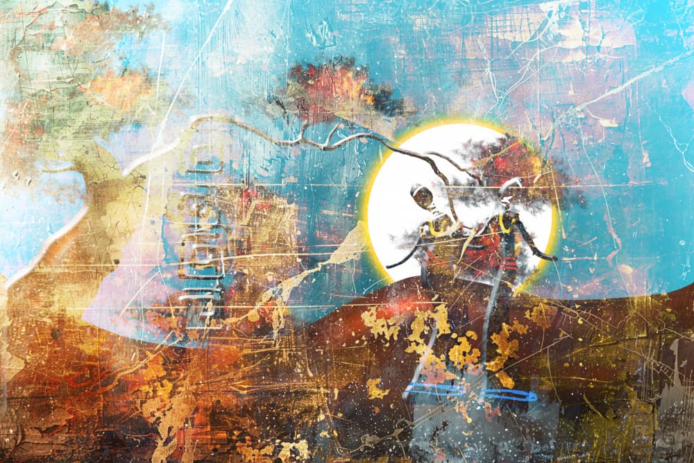 Golden Abstract Landscape by Rafal Kulik — canvas wall art