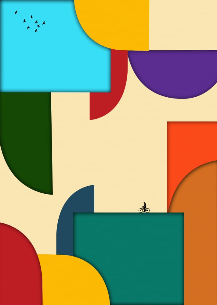 Geometric Journey with Bicycle by Hadi Malijani (Malenjani) — canvas wall art