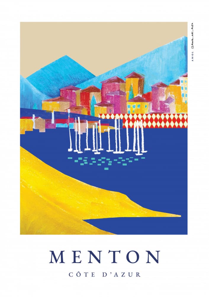 Vibrant Menton Harbor by Awol Art Alex — canvas wall art