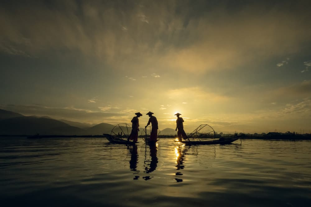 Golden Hour Fishermen by ADIREK M — canvas wall art