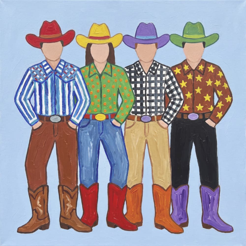 Four Colorful Cowboys by Andreas Magnusson — canvas wall art
