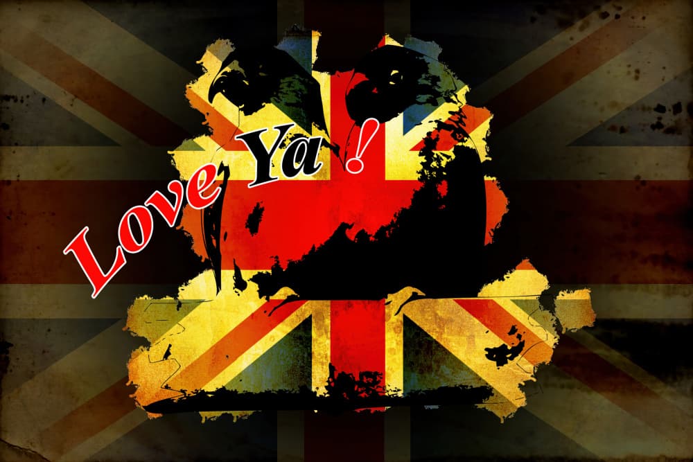 Love Ya Union Jack Map by Rafal Kulik — canvas wall art