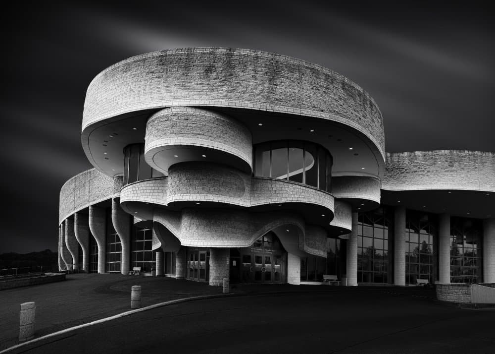 Curved Concrete Architecture by Louie Luo — canvas wall art