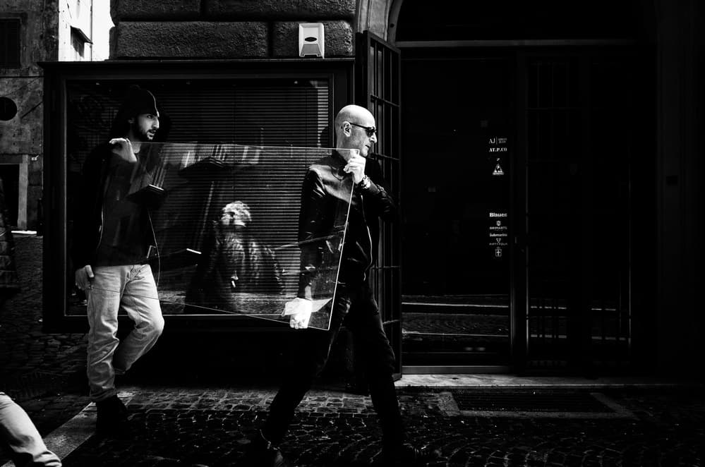 Street Reflections And Glass by Riccardo Lucidi — canvas wall art
