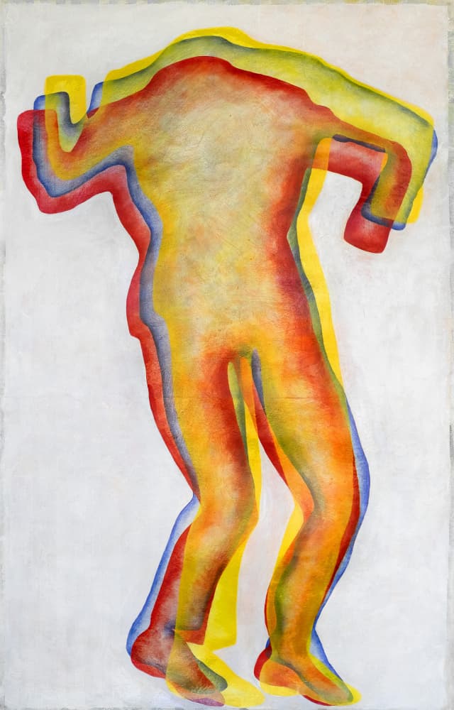 Vibrant Layered Figure by Joshua Hoskins — canvas wall art