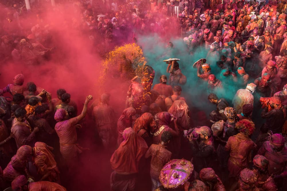 Vibrant Holi Celebration by Ella Waldman — canvas wall art