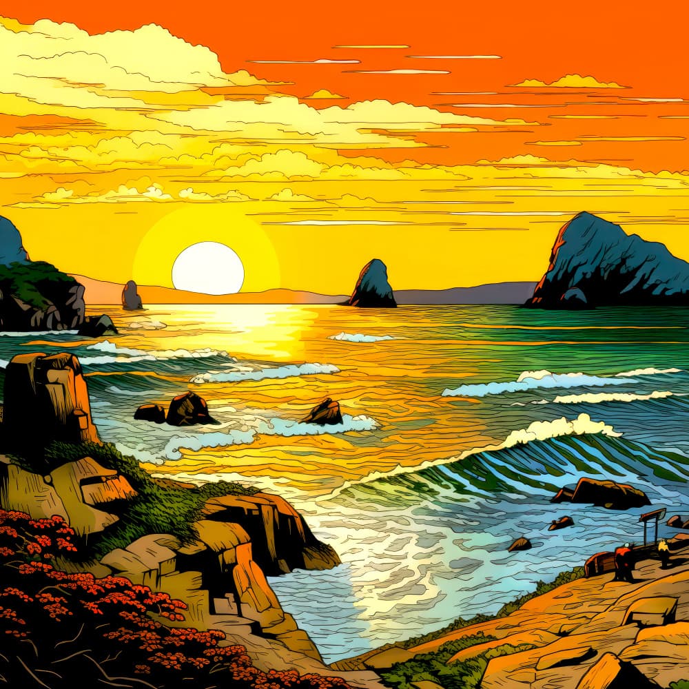 Vivid Coastal Sunset by Justyna Jaszke — canvas wall art