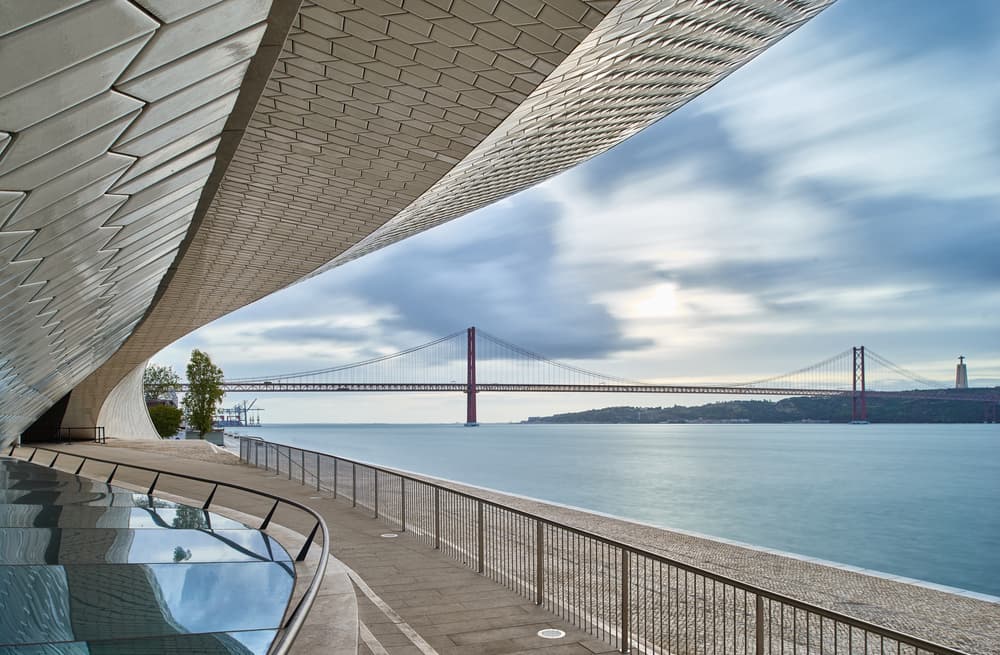 Lisbon Waterfront Bridge View by Paulo Gomes — canvas wall art