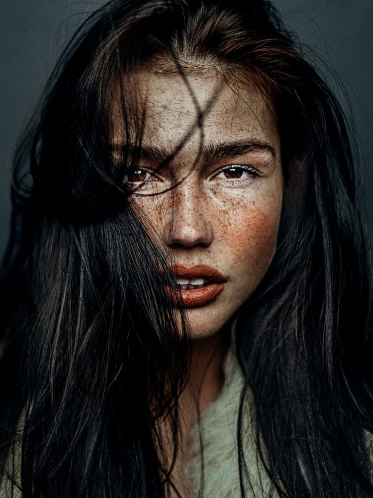 Intense Freckled Portrait by Martin Krystynek MQEP — canvas wall art