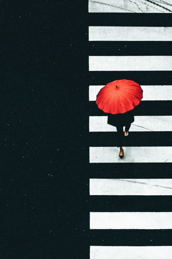 Red Umbrella City Stroll by Kim gyou-pyo — canvas wall art