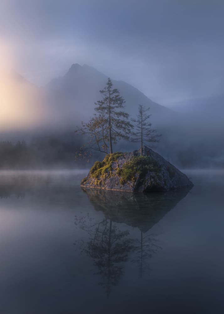 Misty Mountain Reflection by Jianping Yang — canvas wall art