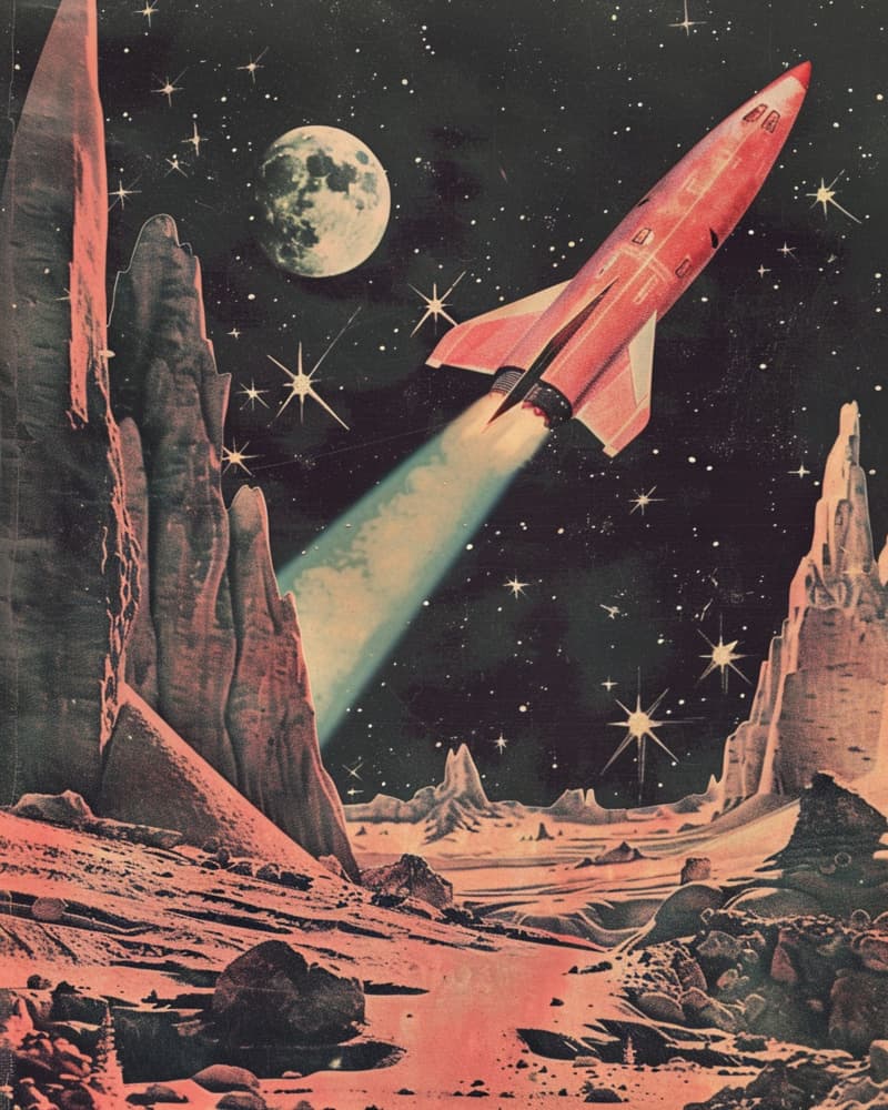 Retro Space Adventure by Samantha Hearn — canvas wall art