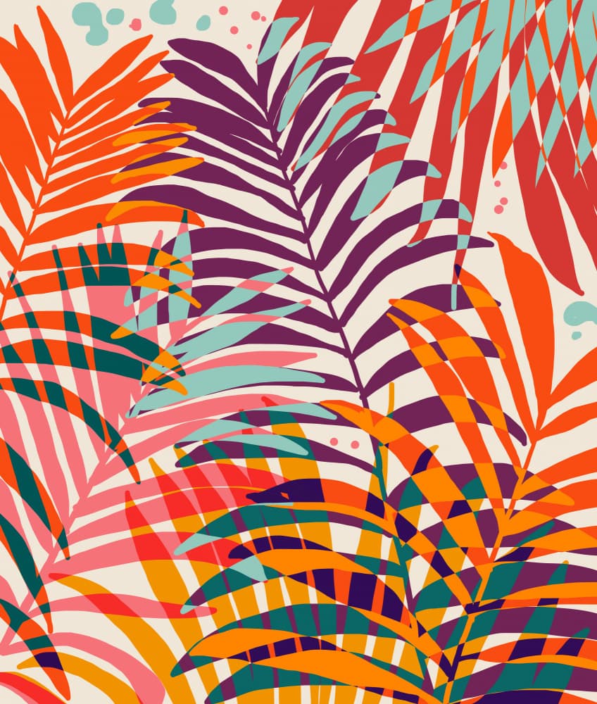 Vibrant Tropical Leaves by Uma Gokhale — canvas wall art