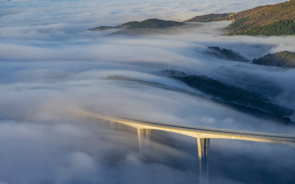 Misty Mountain Viaduct by Gregor Kresal — canvas wall art