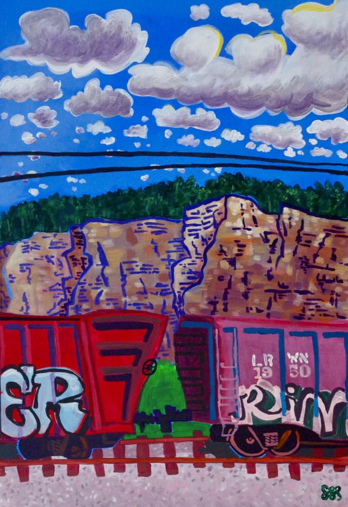 Colorful Graffiti Trains by Steve Spencer — canvas wall art