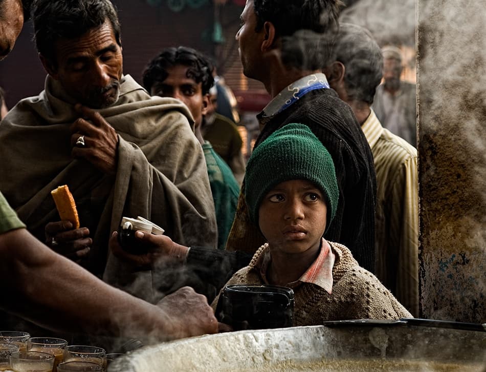 Child in Steaming Market by Prateek Dubey — canvas wall art