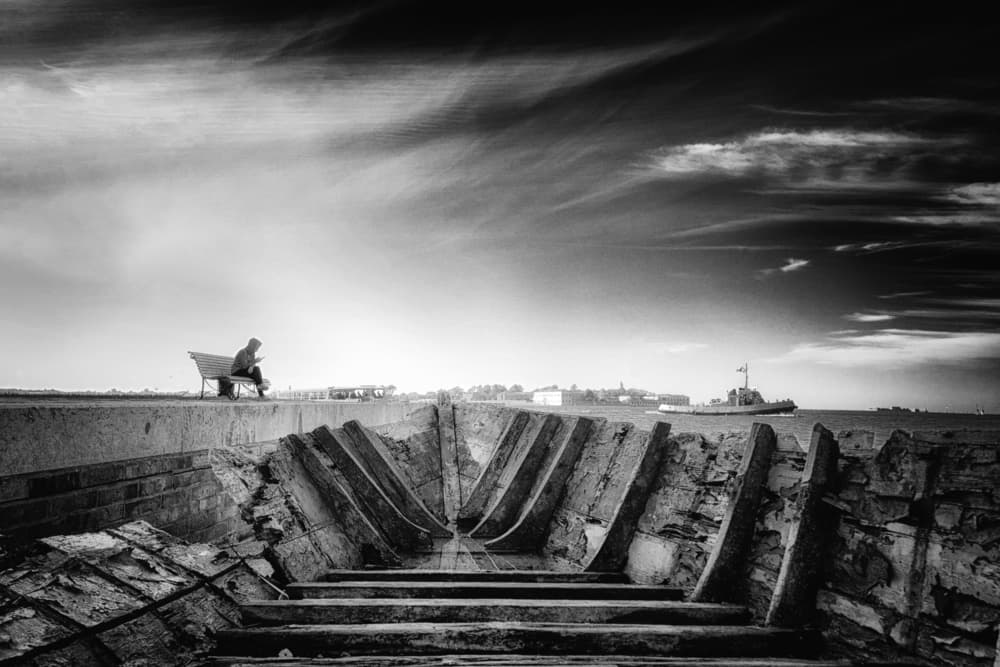 Pensive Man Seascape by Enrico Facchetti — canvas wall art