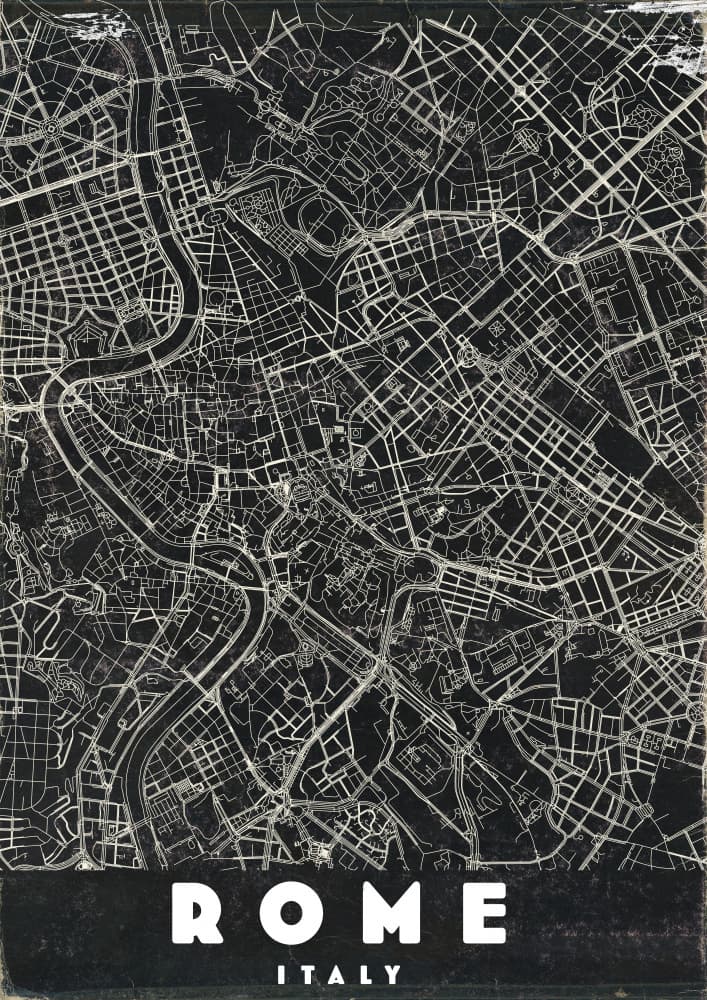Rome City Map by Nicholas — canvas wall art
