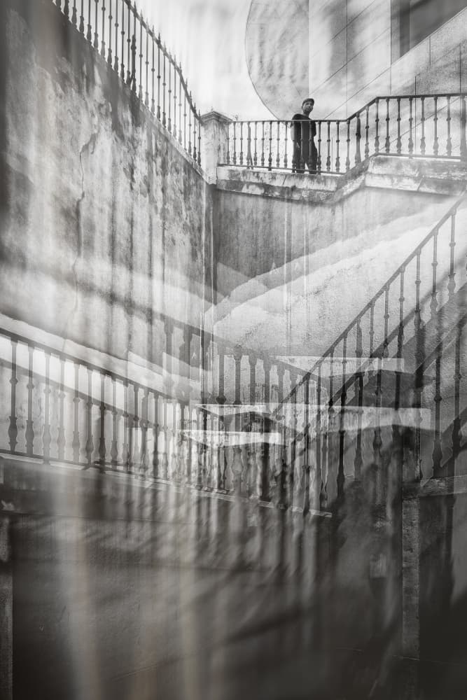 Mysterious Man Stone Stairs by Jurij Bizjak — canvas wall art