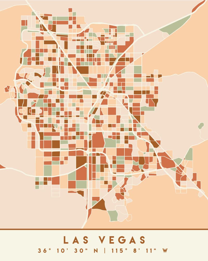 Geometric Las Vegas City Map by Emiliano Deificus — canvas wall art