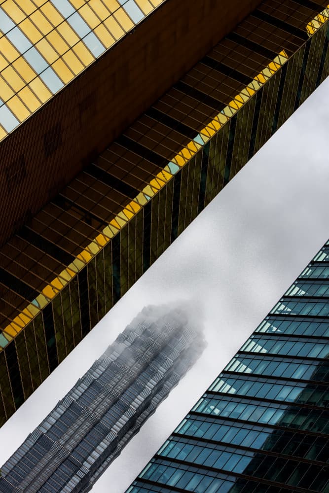 Misty Modern Skyscrapers by konglingming — canvas wall art
