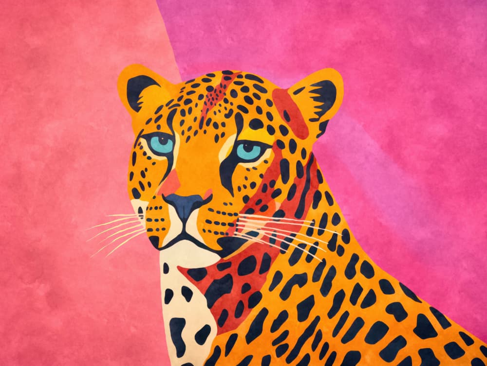 Pink Leopard Gaze by Andrea Haase — canvas wall art