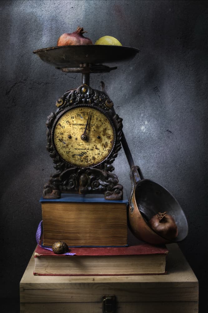 Antique Scale Still Life by Vadim Kulinsky — canvas wall art