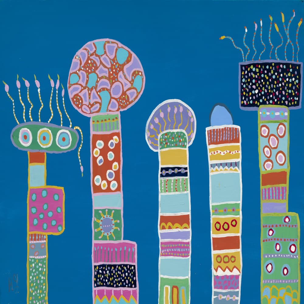 Vibrant Patterned Pillars by Helen Joynson — canvas wall art