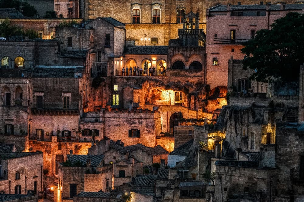 Matera City Lights by Wave Faber — canvas wall art