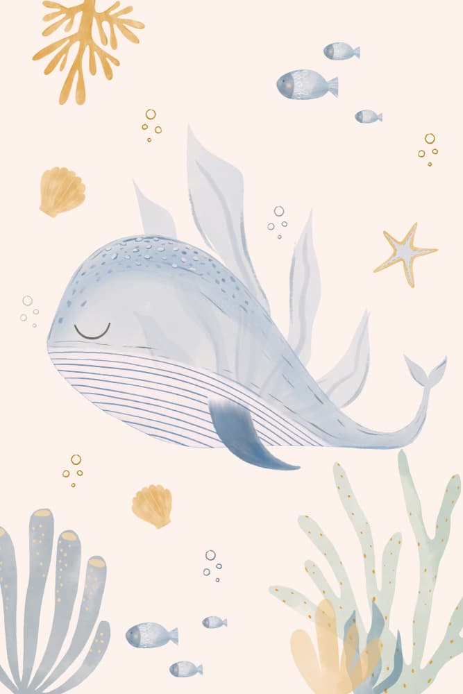 Dreamy Ocean Whale by Menina Lisboa — canvas wall art