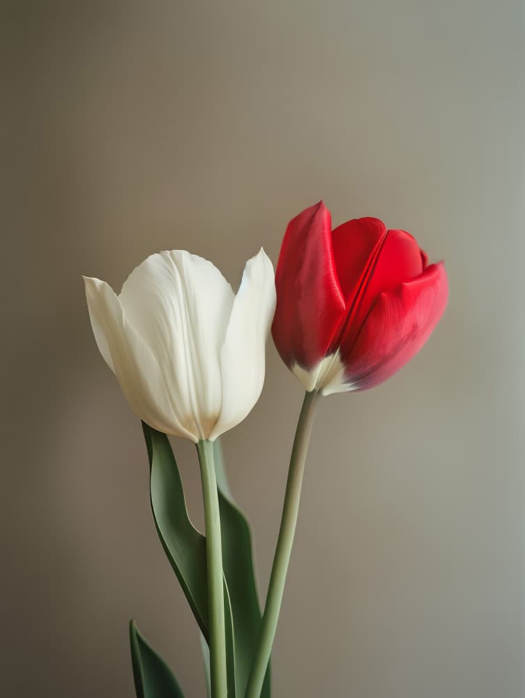 Red White Tulips by Bilge Paksoylu — canvas wall art