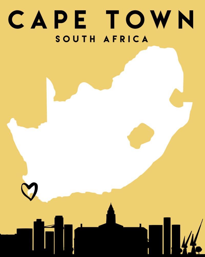 Cape Town South Africa Map by Emiliano Deificus — canvas wall art