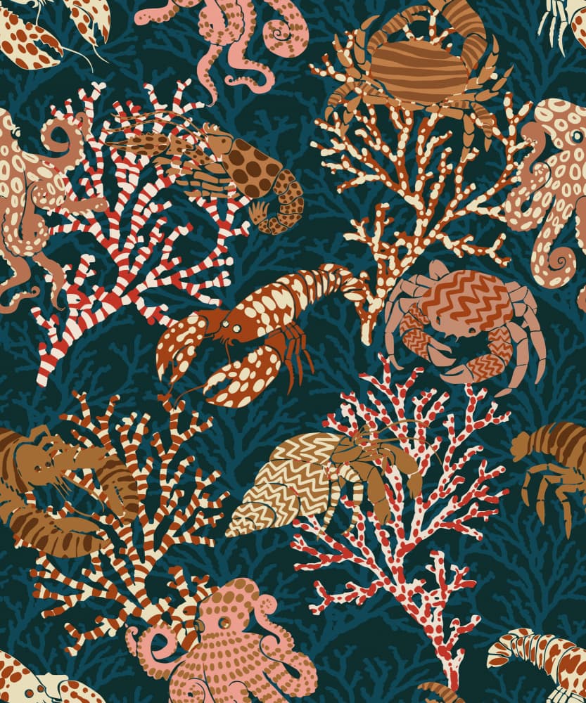 Marine Life Pattern by Annick — canvas wall art