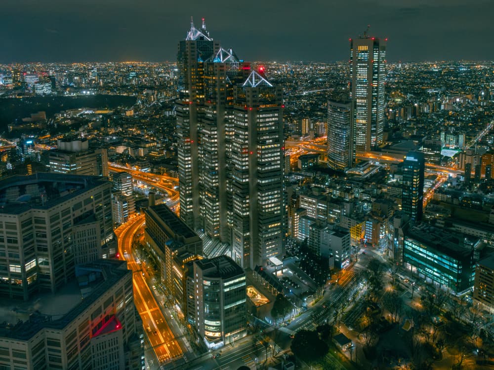 Glowing City Skyline by sirou.minami — canvas wall art