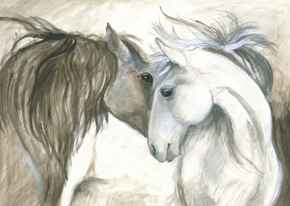 Tender Connection Between Two Horses by Isabelle Brent — canvas wall art