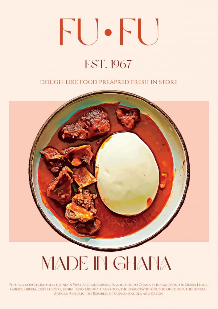 Ghanaian Fufu Meal by Nazma Khokhar — canvas wall art