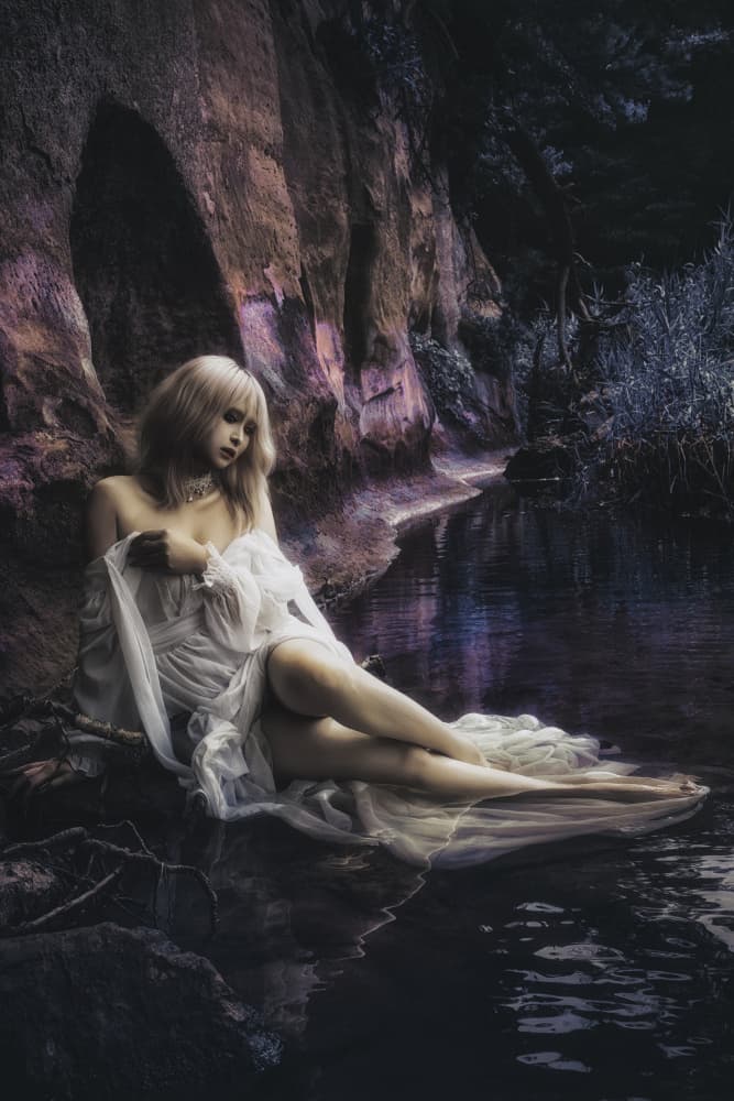 Ethereal Nymph by Stream by KOIKI — canvas wall art