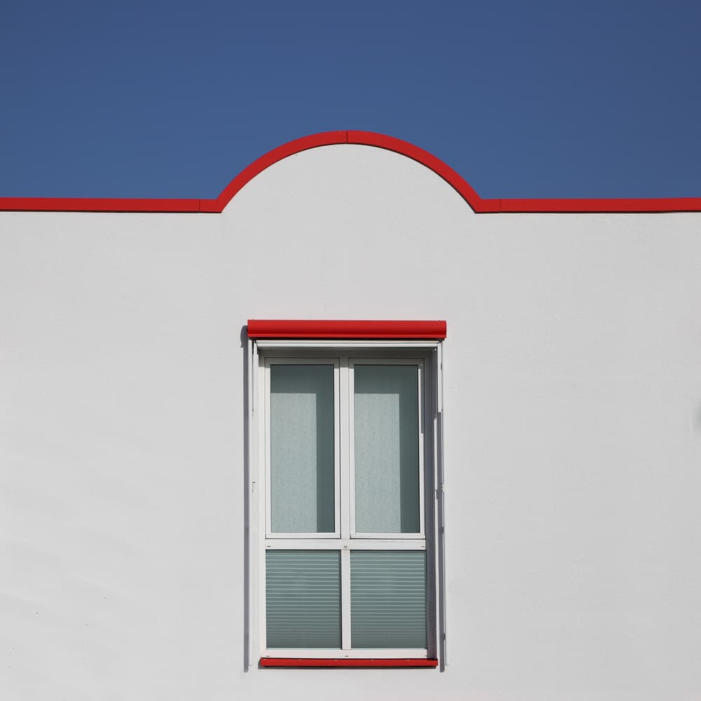 Modern Building Red Trim by Jutta Kerber — canvas wall art