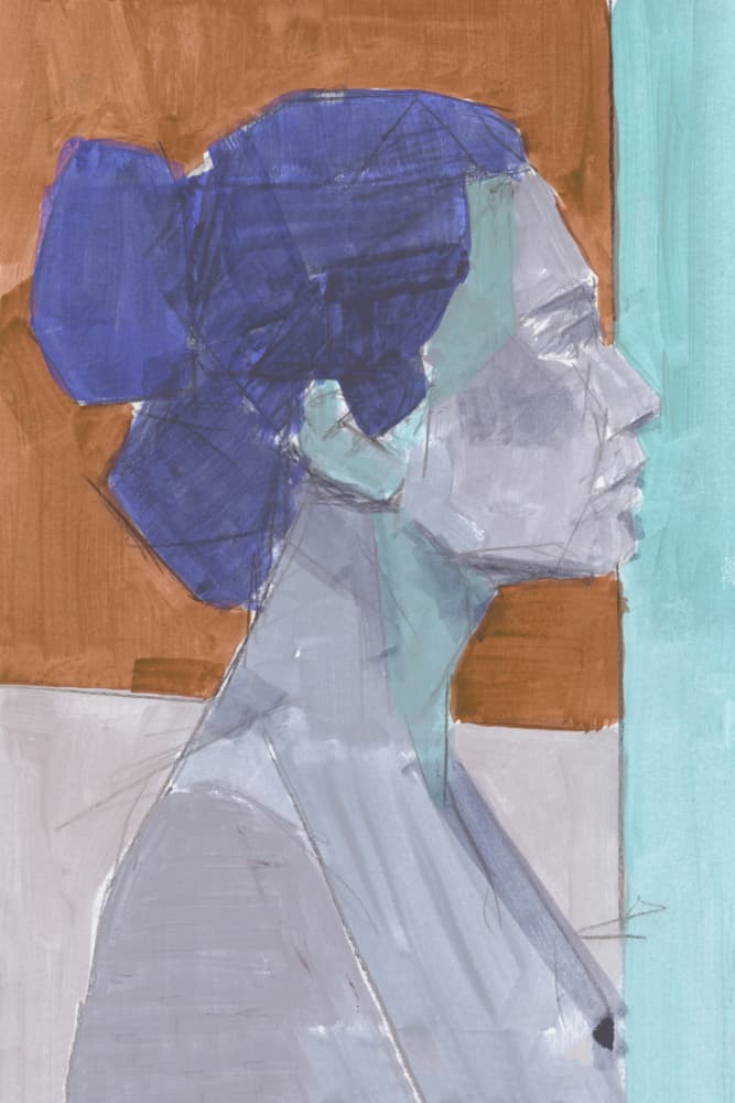 Modern Blue Profile by cartissi — canvas wall art
