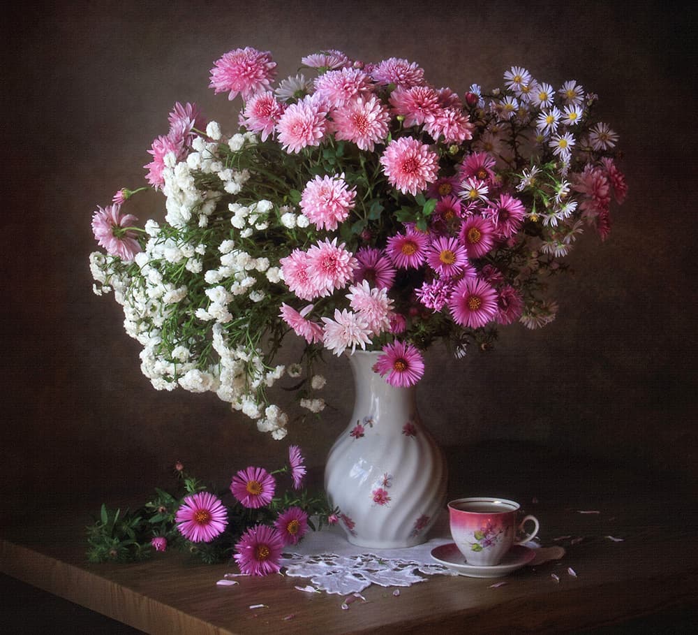 Autumn Flowers and Tea by Tatyana Skorokhod — canvas wall art