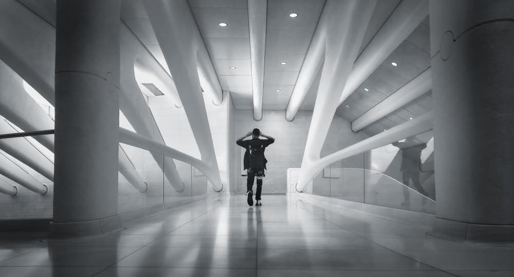 Pensive Man Modern Architecture by Javier de la Torre — canvas wall art