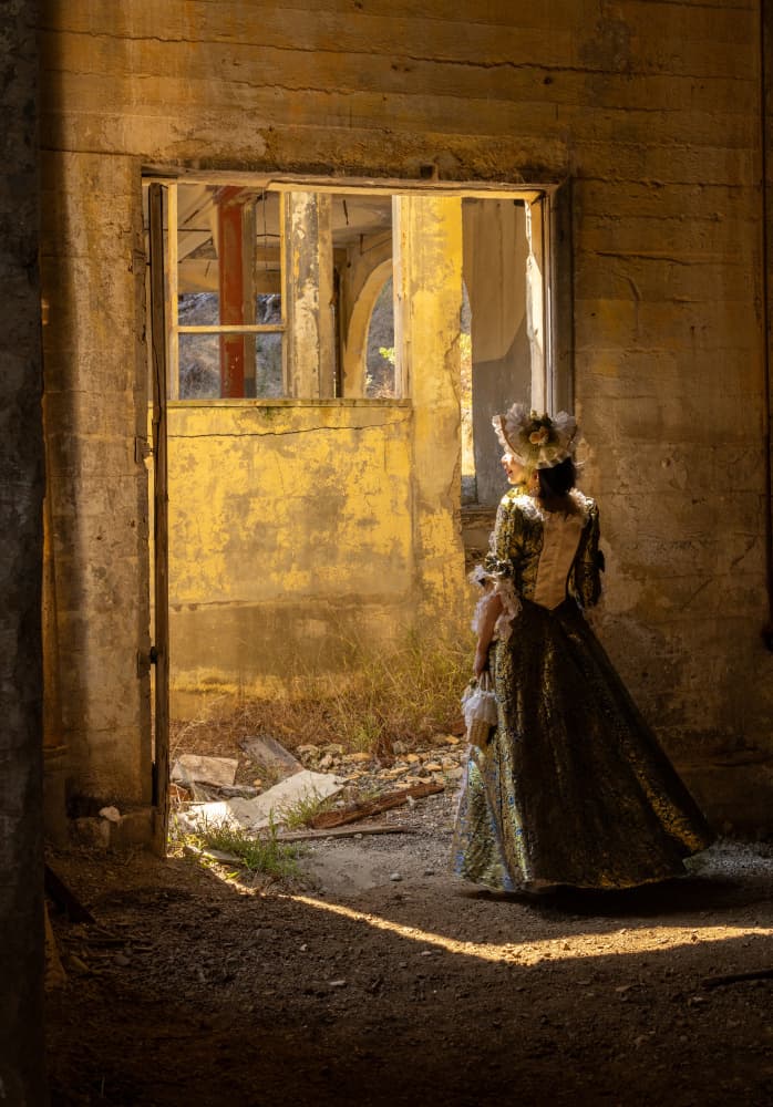 Elegant Woman in Ruins by Dianne Mao — canvas wall art