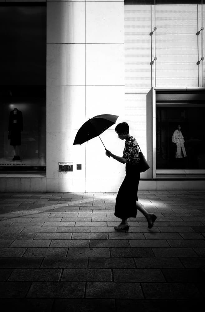 Urban Umbrella Walker by Yuzo Fujii — canvas wall art