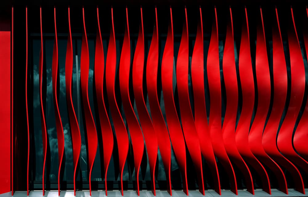 Dynamic Red Curves by Erhard Batzdorf — canvas wall art
