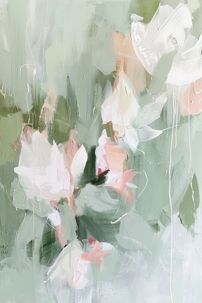 Soft Pastel Blooms by Sally Ann Moss — canvas wall art