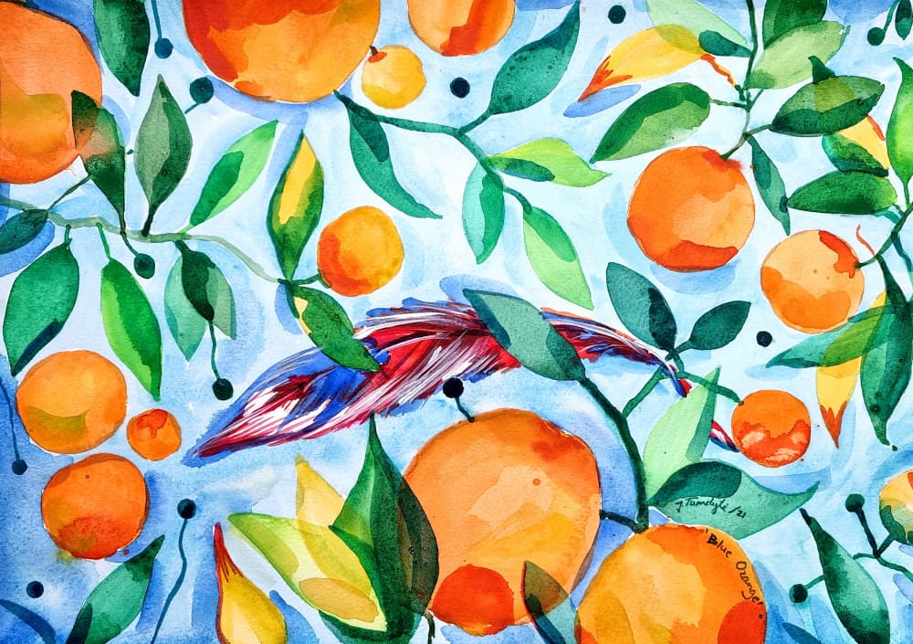 Vibrant Orange Garden by Julija Belickienė — canvas wall art