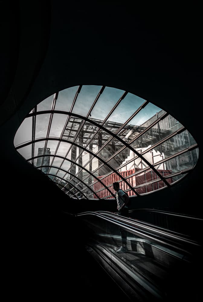 Escalator City View by Jörg Vollrath — canvas wall art