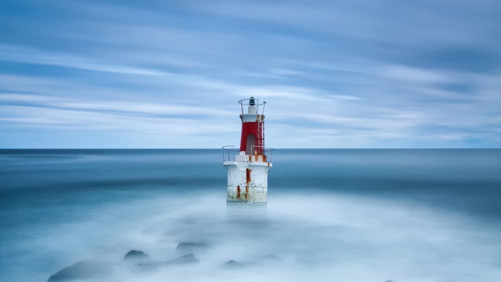 Solitary Lighthouse Sea by Sergio Cameno — canvas wall art