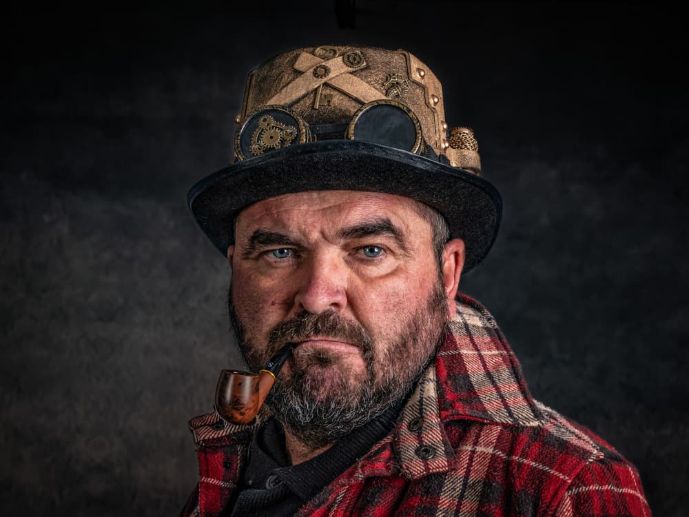 Steampunk Man With Pipe by Joško Šimic — canvas wall art
