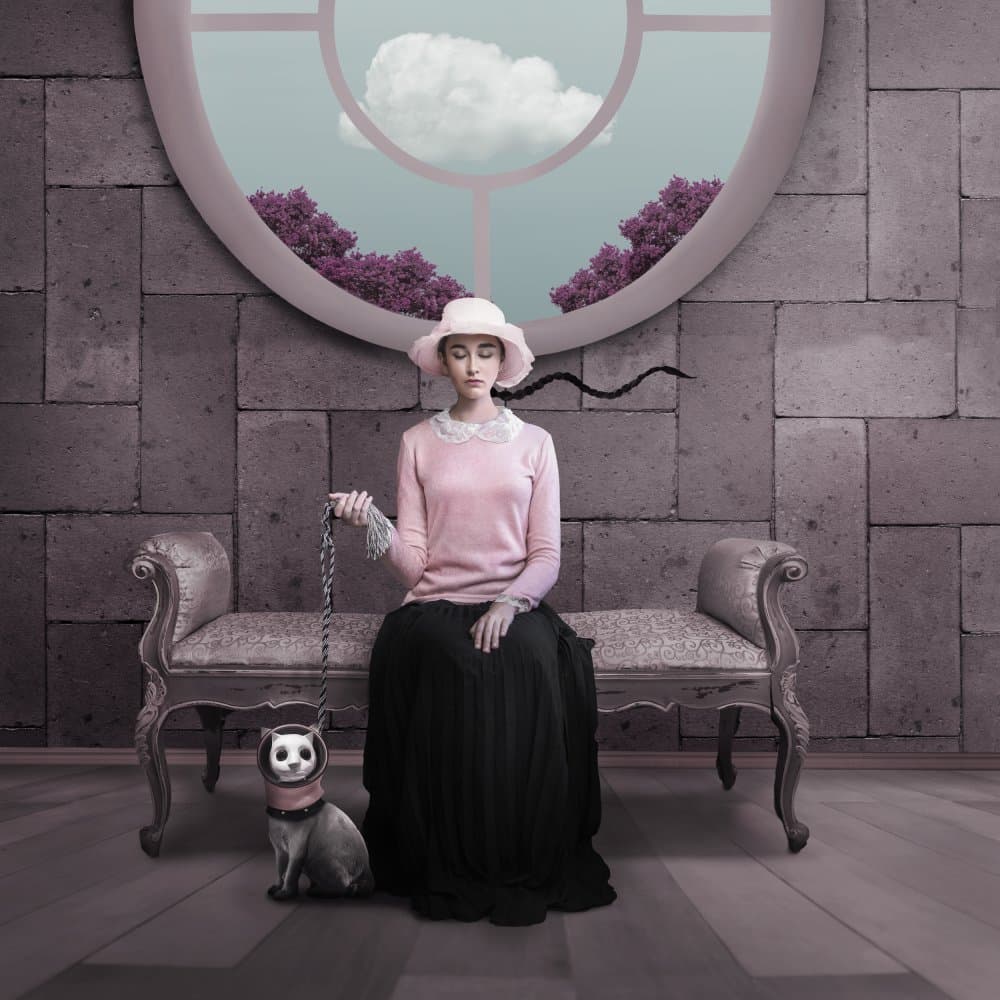 Surreal Woman and Dog by hardibudi — canvas wall art